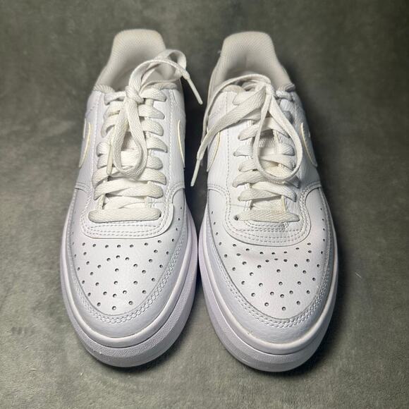 Nike Court Vision Alta Low Triple White Sneakers Women Size 7.5 Shoes DM0113-100 - Picture 4 of 14